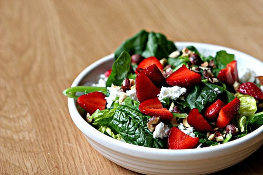 Strawberry hazelnut salad with sesame dressing